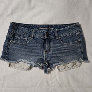 American Eagle Outfitters Women's Distressed Blue Jean Shorts